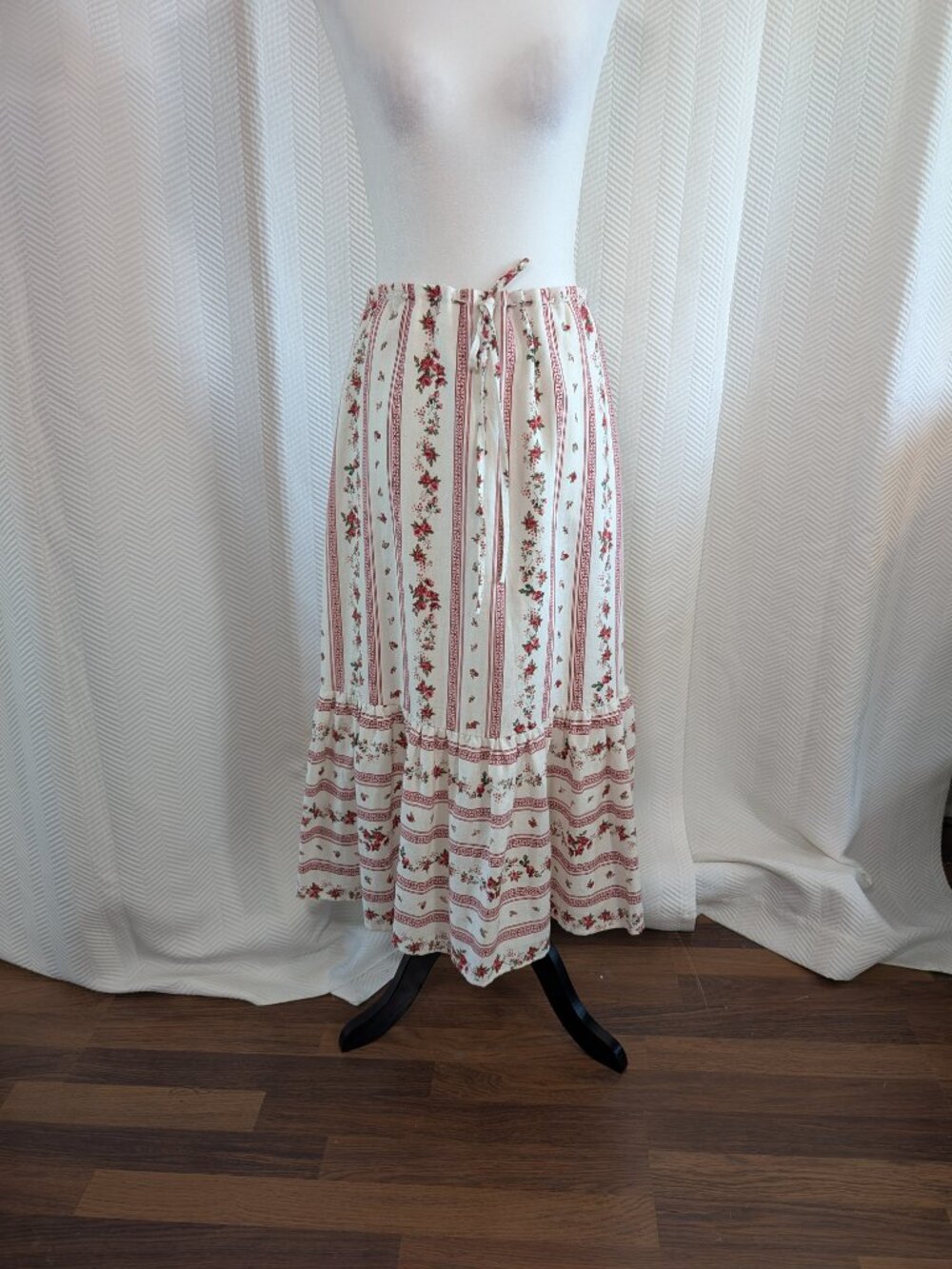 Joie Floral Linen Blend Midi Skirt Ruffle Hem Medium Cottagecore Prairie Boho